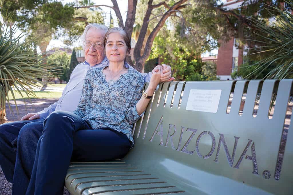 Noam Chomsky and Valeria Wasserman Chomsky at the University of Arizona (Photo by John de Dios)