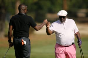 Sheaun Mckinney and Cerdric The Entertainer seen in 19th Annual Emmys Golf