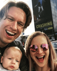 Valerie Chaney and Pete Holmes with their daughter Leila.