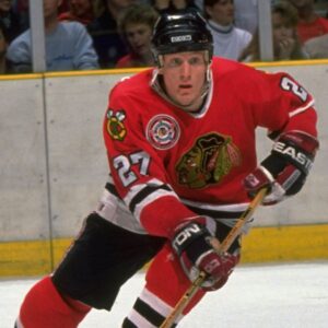 Jeremy Roenick playing for the Blackhawks