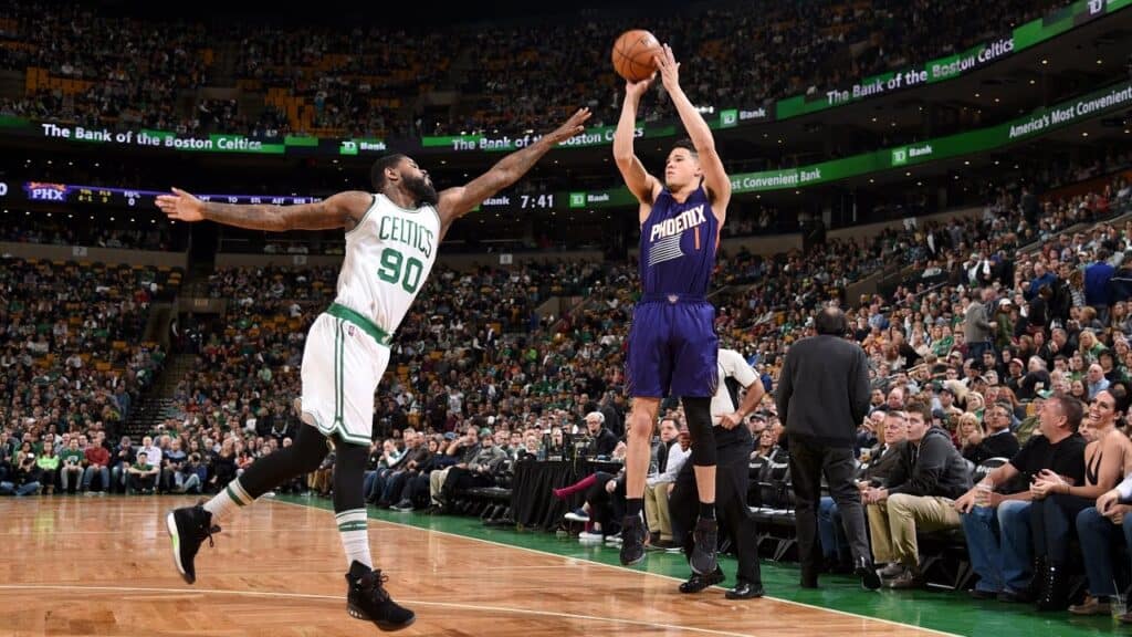 Devin Booker during a match when he scored the highest points (70) in NBA history
