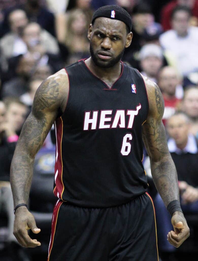 lebron james in a miami heat jersey