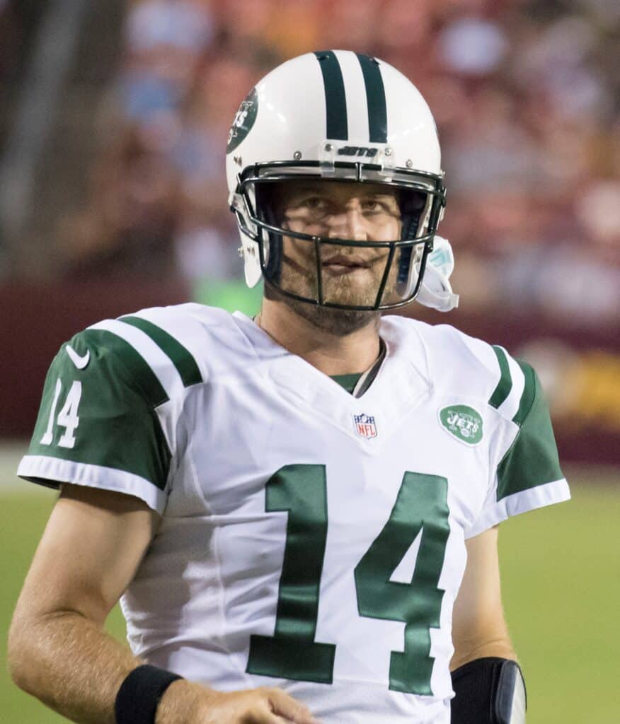 Ryan Fitzpatrick in the field for the Jets