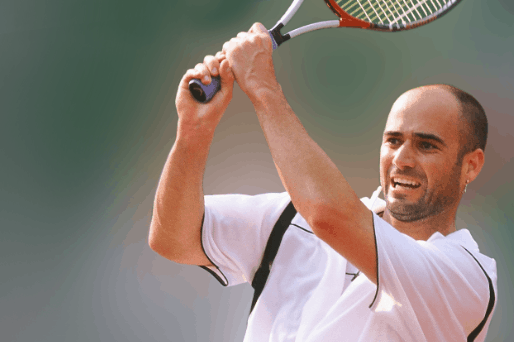 Andre Agassi playing tennis