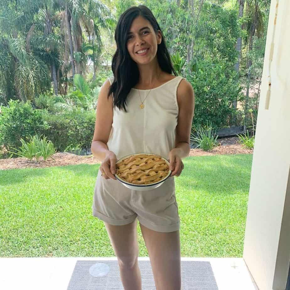 Nelly Reggio posted with a baked pie, 2020 via Instagram.