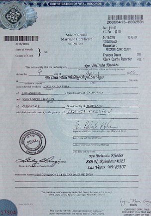 Their marriage certificate