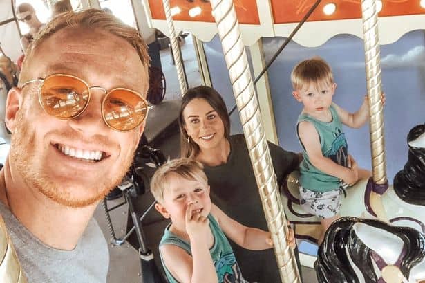 Greg Rutherford with his wife Susie and kids