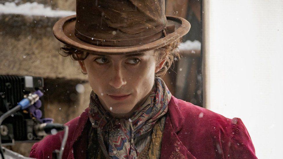 Timothee Chalamet as and in Wonka 2023