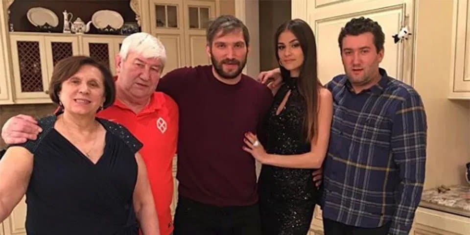 Alexander Ovechkin with his parents, wife and brother.