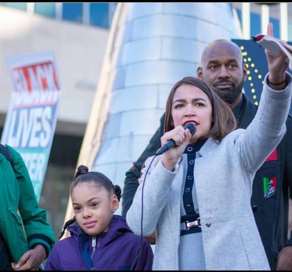 AOC with her niece in a rally for Back Lives Matters Movement