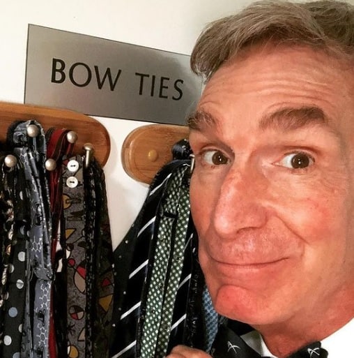 Bill Nye with his bow-tie collection.