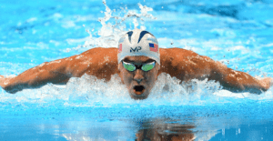 Michael Phelps swimming during a competition