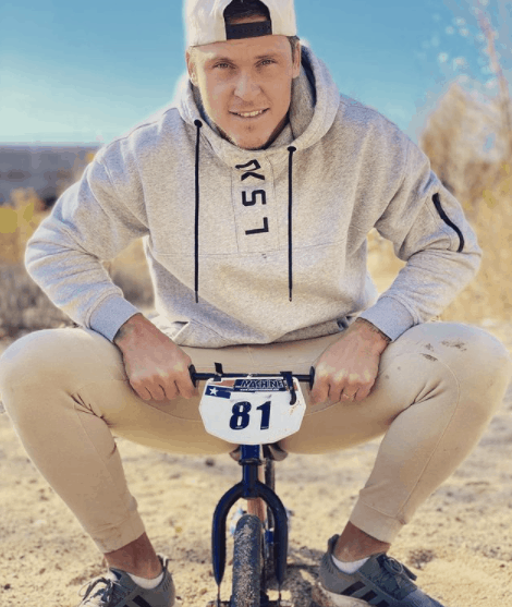 Maris Strombergs with his bike number 81