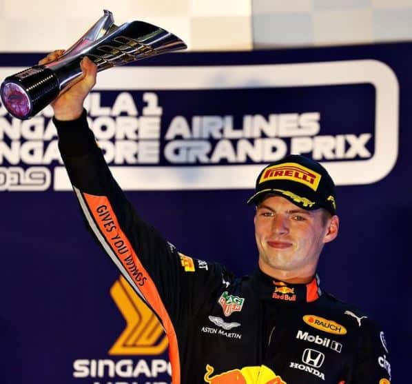 Max, after securing the third position in the Singapore Grand Prix.