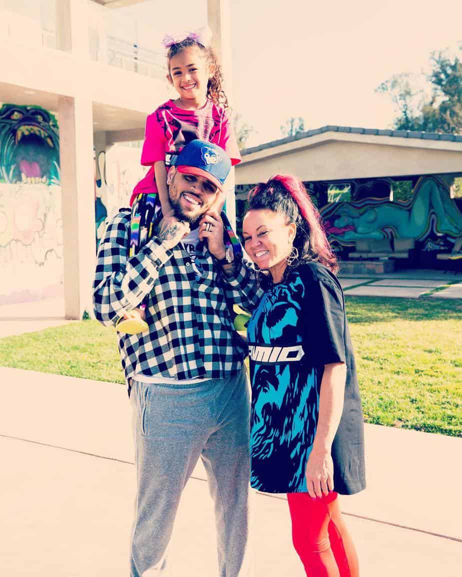 Chris Brown with his mother and daughter.
