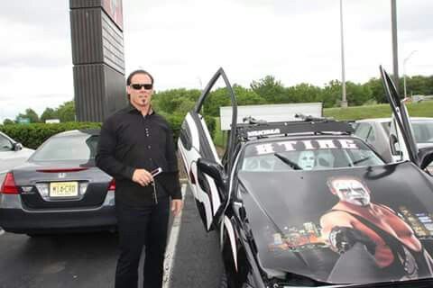 Sting and his modified automobile, 