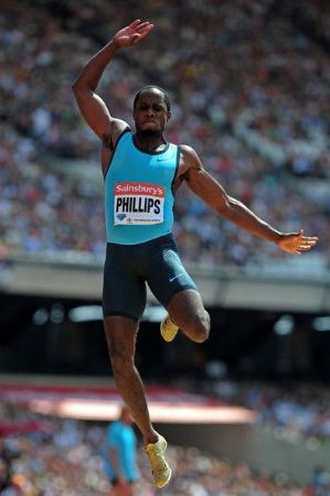Phillips performing long jump