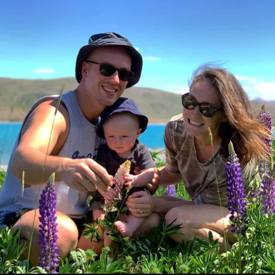 Damien Walters with his wife and son