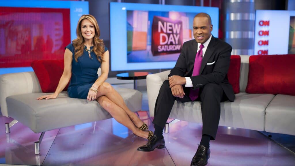 During Shoot of New Day Weekend with Victor Blackwell and Christi Paul