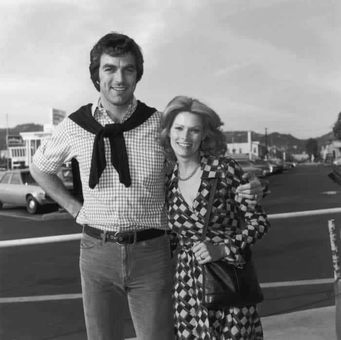 Tom Selleck and his first wife, model-actress Jacqueline Ray, in December 1974.