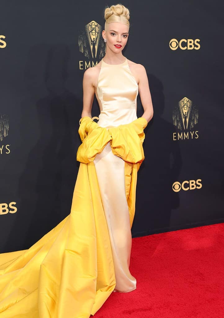 Taylor-Joy in a yellow Dior dress