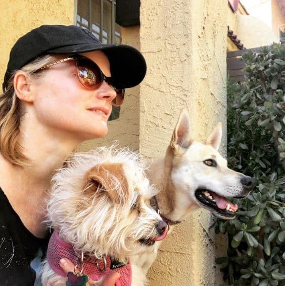 Joelle Carter with her dogs.
