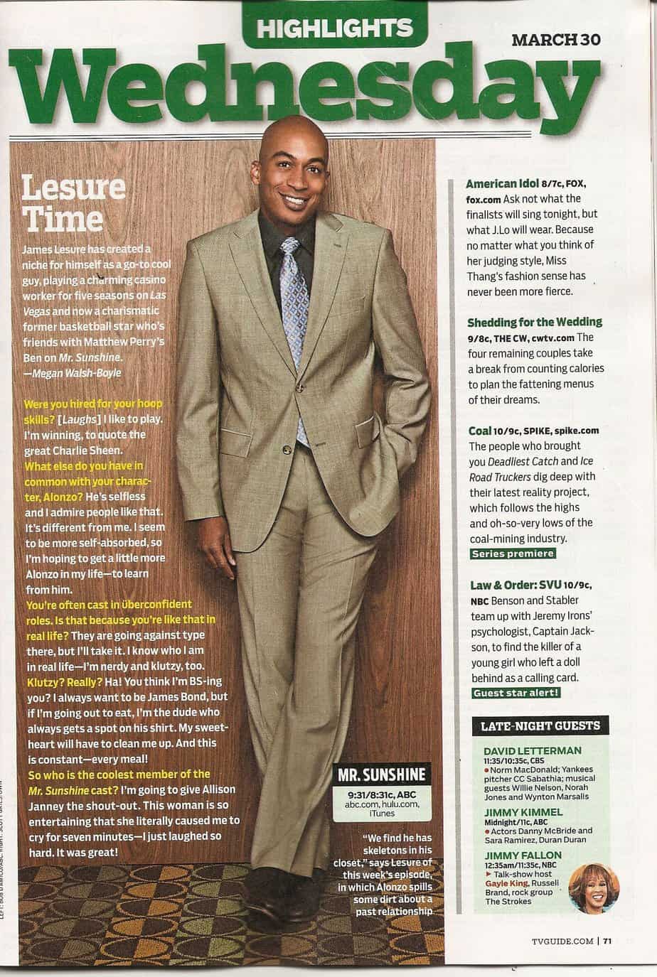 James Lesure has also been featured in the magazine Wednesday (source: Facebook)