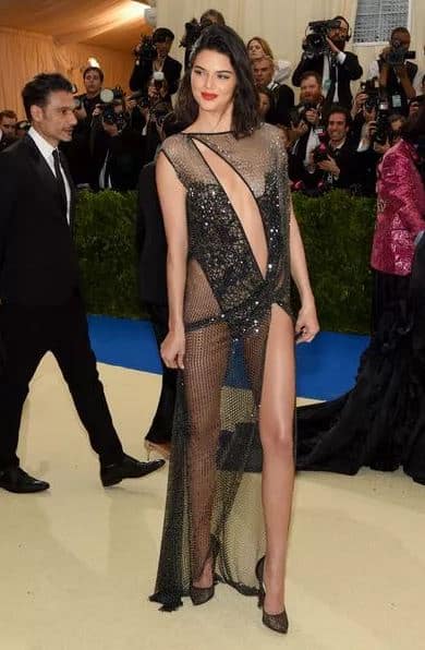 Kendall wore a no fabric dress for the Met Gala event (source marieclaire)