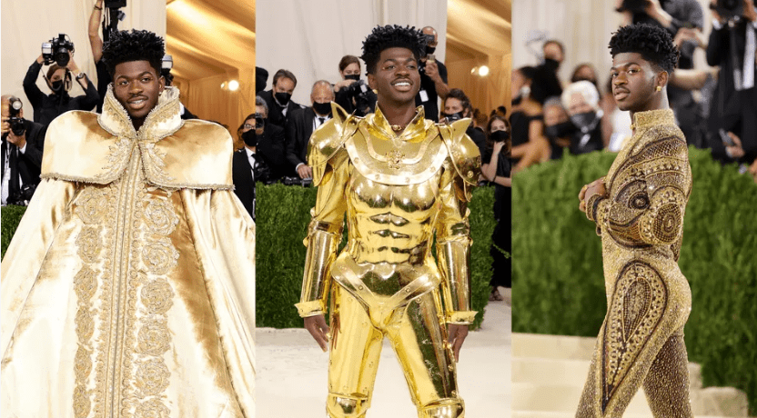 Lil Nas X during the 2021 Met Gala (Source: Teen Vogue)