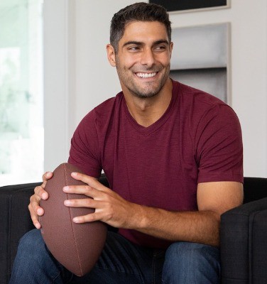 Jimmy Garoppolo teeth looking perfect in picture. (Source: Instagram@jimmypolo10)