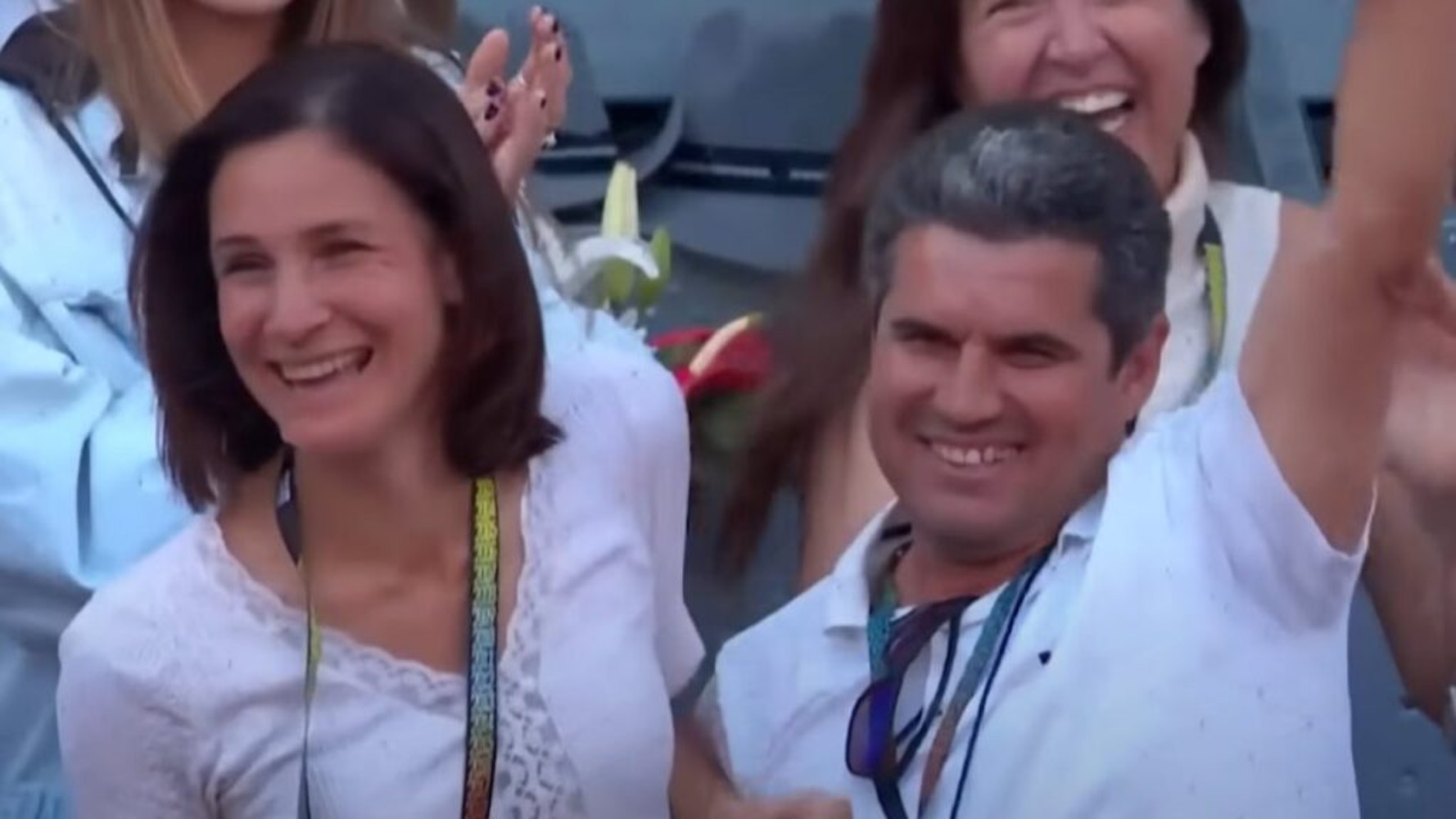 Carlos Alcarez parents cheering for their son.