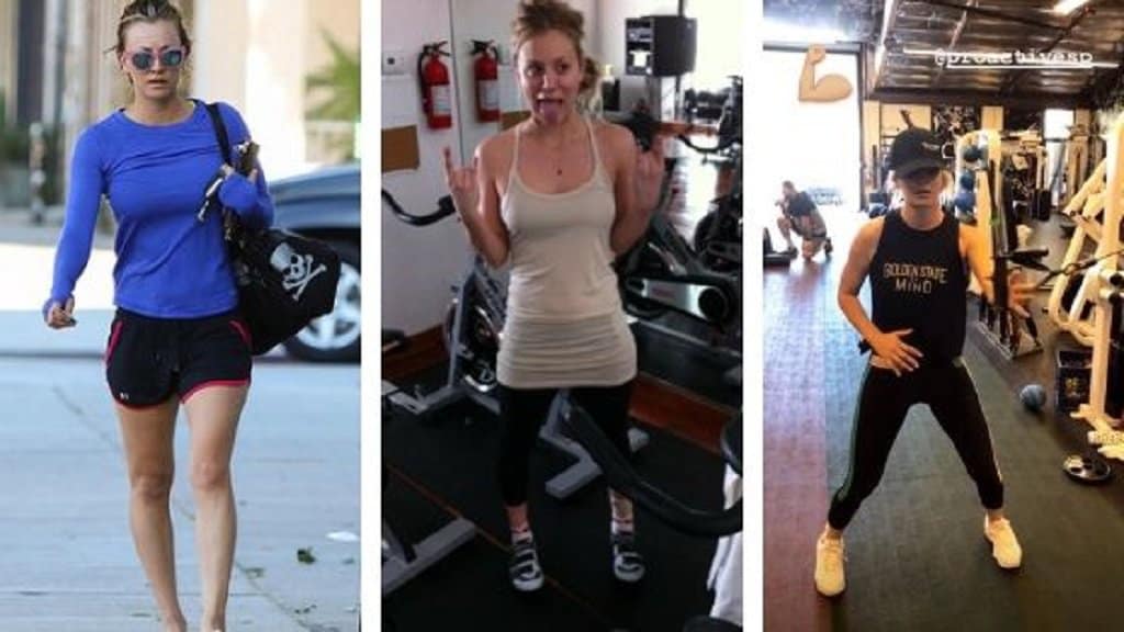 Kaley Cuoco oves working out