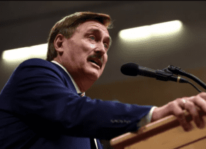 MyPillow CEO Mike Lindell speaks during a 