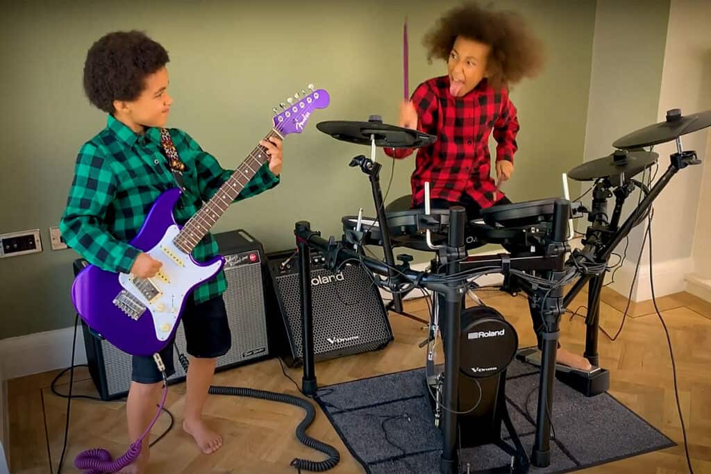 Nandi Bushell Teaches Brother Thomas to Rock a Nirvana Cover