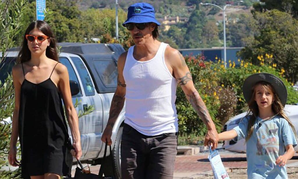 Anthony Kiedis enjoys family quality time as he takes model girlfriend and son shopping in Malibu 
