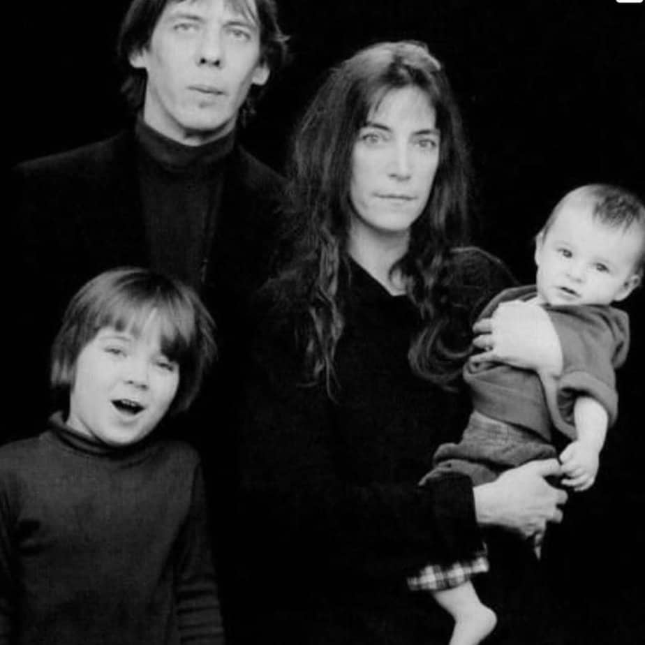 Patti Smith with her later husband Fred Smith and their children