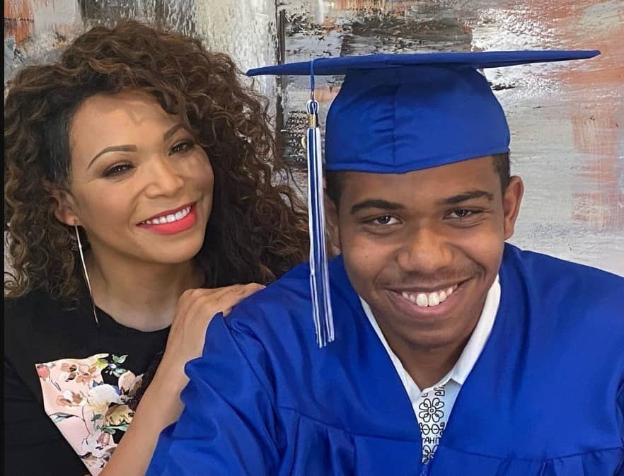 Tisha Campbell With Her Son During his Graduation