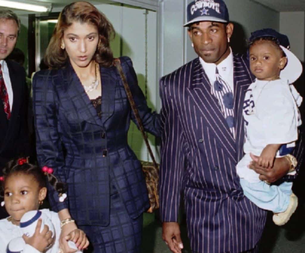 Deion with his First Wife, Carolyn Chambers, and their children. 