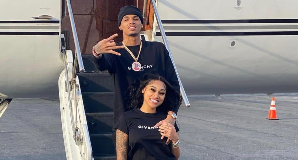 Dejounte Murray with his girlfriend Jania Meshell 